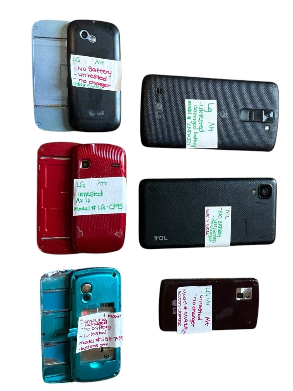 Lot of 6 LG Samsung TCL Cell Phones Parts/Repair AS-IS Untested